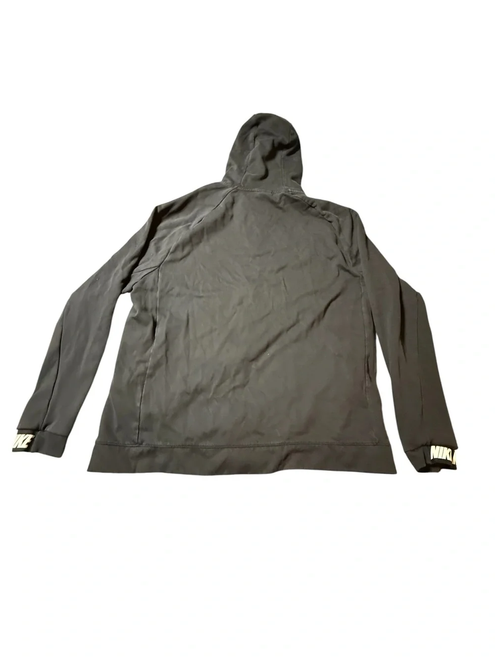 Nike Mens XL Full Zip Hoodie Black Sweatshirt Spellout Cuff Logo Jacket
